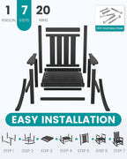 SERWALL Outdoor Rocking Chair Set of 2, HDPE Rocking Chairs for Adult, Black