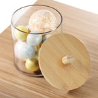 SheeChung 3 Pack 50 Oz Large Apothecary Jar with Bamboo Lid, Laundry Pods Container, Storage Jars for Bathroom Organization, Plastic Canisters with Cute Stickers Spoons(Natural)