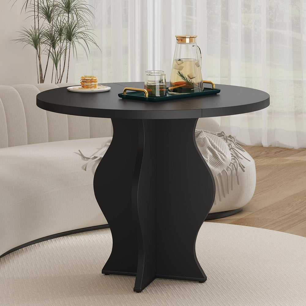 31.5 Inch Small Round Dining Table for 2, Modern Farmhouse Wood Kitchen Table...