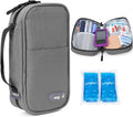 YOUSHARES Insulin Cooler Travel Case - Travel Medicine Cooler Bag for Insulin Pens and Diabetes Supplies Travel, Insulin Pen Case with 2 TSA Approved Gel Ice Pack (Grey)
