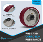 SY America 6" X 2" Casters Wheels,Heavy Duty Industrial Casters，Polyurethane on Aluminum Wheels,2 Swivel w/Top Lock Brake Casters,2600 LBS Load Capacity