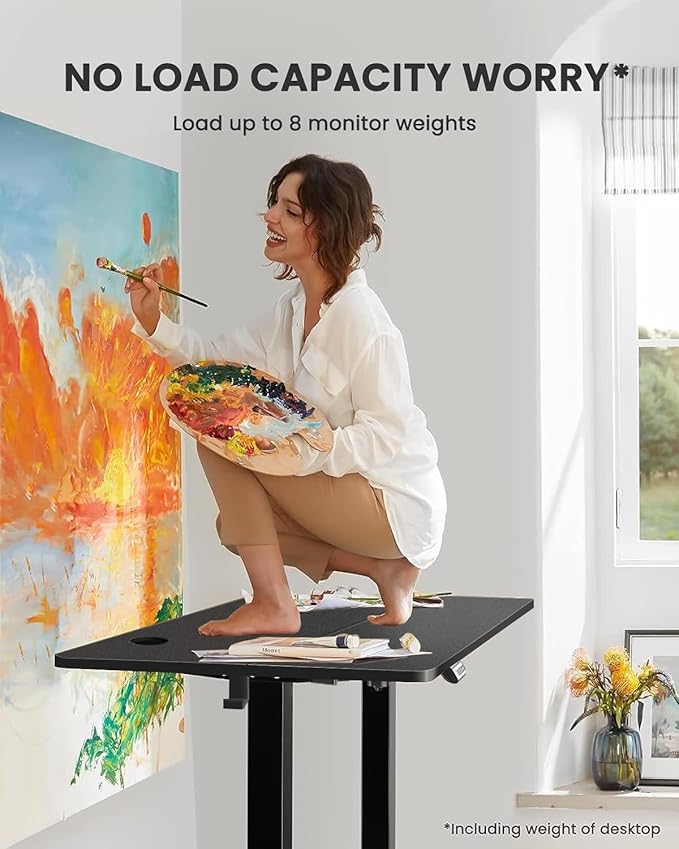Standing Desk Adjustable Height, 48 x 24 in Electric Sit Stand up Desk for Home Office, Ergonomic Workstation Computer Desk with Two-Piece Desktop, Sit Stand Office Desk, Black