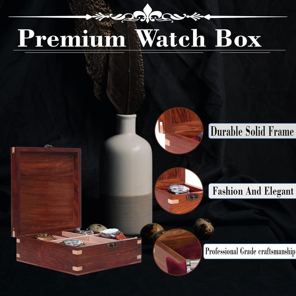 Wooden Watch Box for Men & Women, Watch Organizer & Display Case, Premium Long-Lasting Watch Holder for Storage, Elegant Gift for Watch Collectors (Wood Top, 8 Slots)