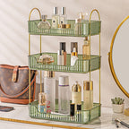 Aveniee Bathroom Counter Organizer, 3 Tier Perfume Skin Care Countertop Storage Shelf, Vanity Makeup Tray for Cosmetic Skincare Lotion,Green