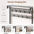 Itaar Coat Rack, Hall Tree with Bench and Shoe Storage, 7-in-1 Entryway Bench with Soft Cushion, Storage Bag, 3 Fabric Drawers(Grey)