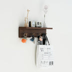 Entrance Coat Rack ，Coat Hooks, Wall-Mounted Wooden Hook Rack, Wall-Mounted Shelves，Key Hook for The Wall，Key Hook (Walnut Color Veneer-c)
