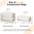 Comforter Storage Bag - Large Capacity Bedding Storage Bags Ultra Space Saving Self Compression Organizer, Washable Compression Bags for Storage Comforter Blanket Duvet Pillow, 4-Pack, Beige