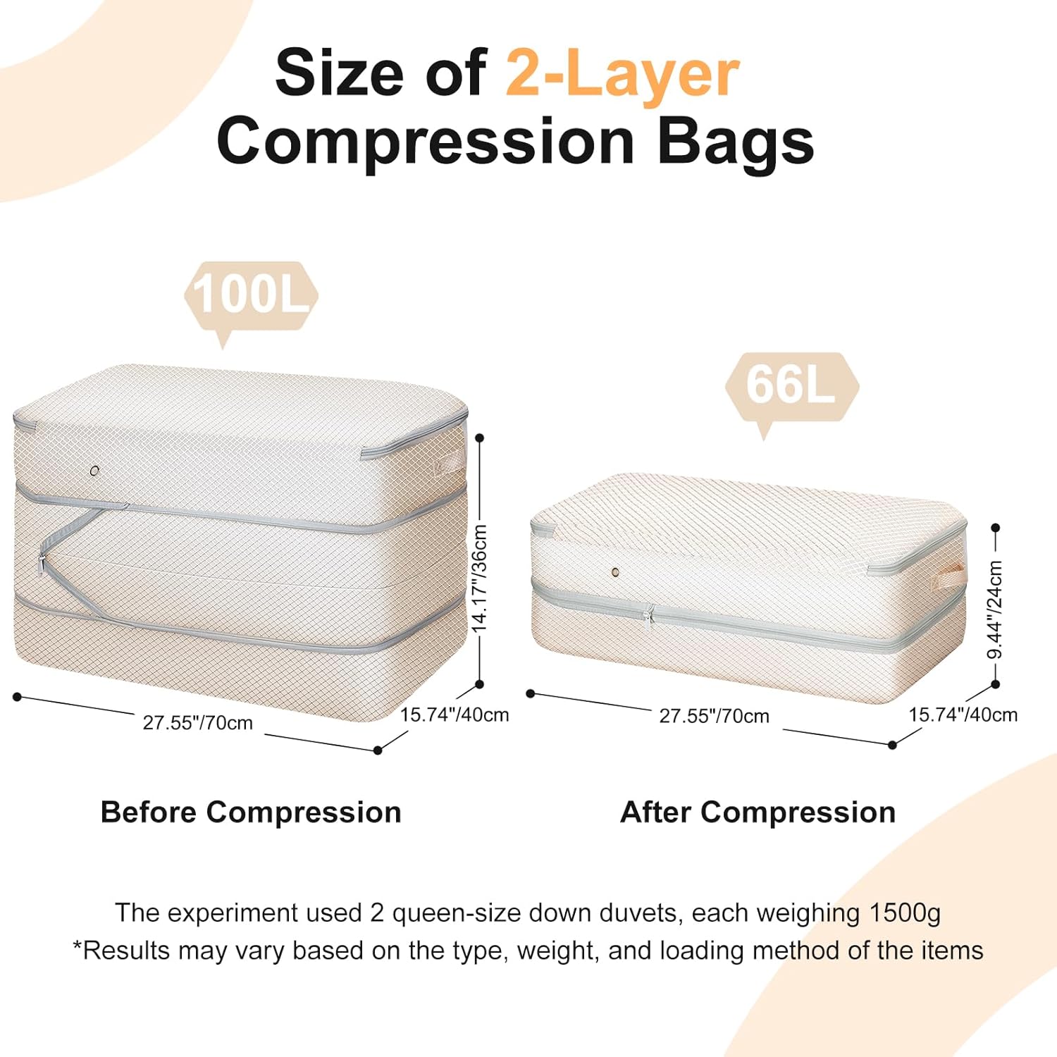 Comforter Storage Bag - Large Capacity Bedding Storage Bags Ultra Space Saving Self Compression Organizer, Washable Compression Bags for Storage Comforter Blanket Duvet Pillow, 6-Pack, Beige