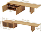 XEW Extendable TV Stand with Storage and Shelves, Wood Entertainment Center for 55+ Inch TV, Modern TV Console, Minimalist Media Console for Living Room, Bedroom-Wood (Extendable: 78.7"-110")