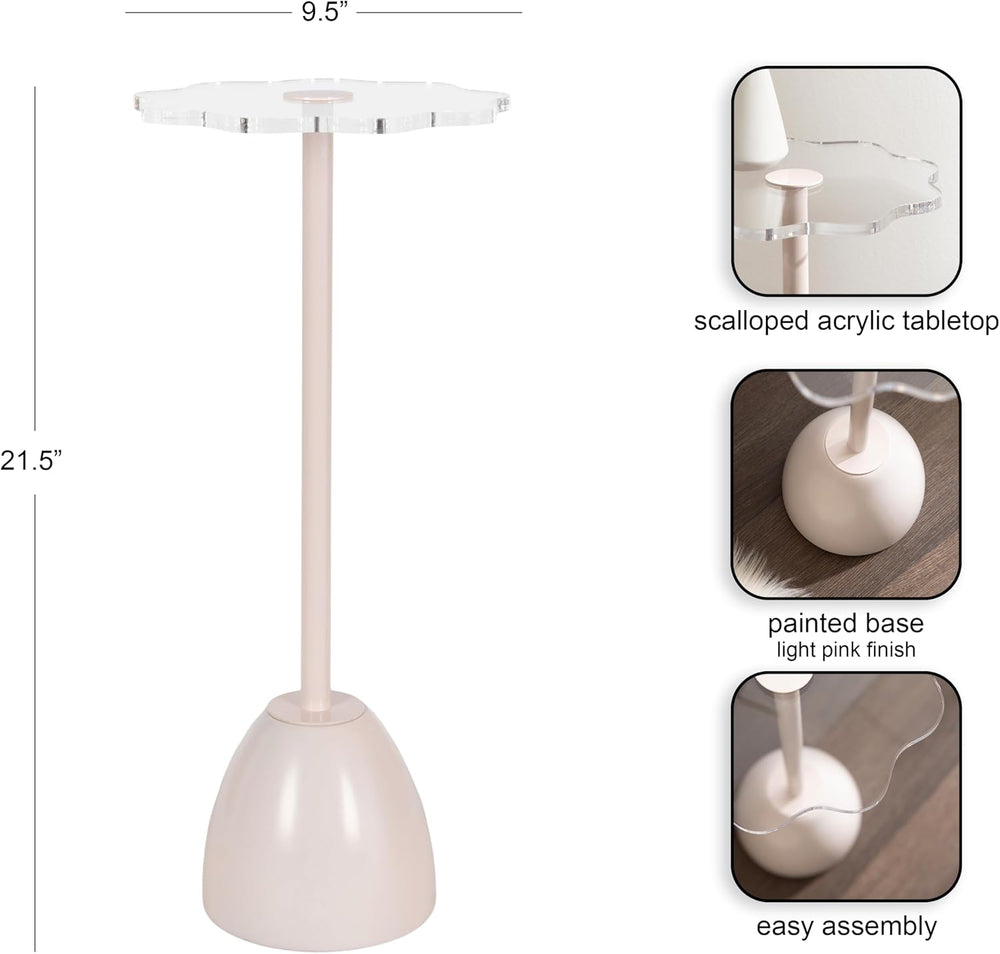 Kate and Laurel Acari Modern Scallop Pedestal Drink Table, 10 x 10 x 22, Clea...