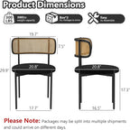 Mid Century Modern Dining Chairs Set of 4 with Rattan Backrest,Velvet Upholstered Accent Kitchen & Dining Room Chairs with Sturdy Metal Frame,Black