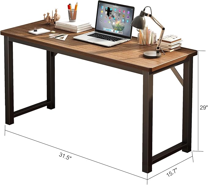 31.5 Inch Office Computer Desk,Office Table for Small Spaces,Gaming Desk,Writing Work Study Kids Modern Simple PC Home Bedroom Table with Metal Frame Wood Tabletop,Rustic Walnut