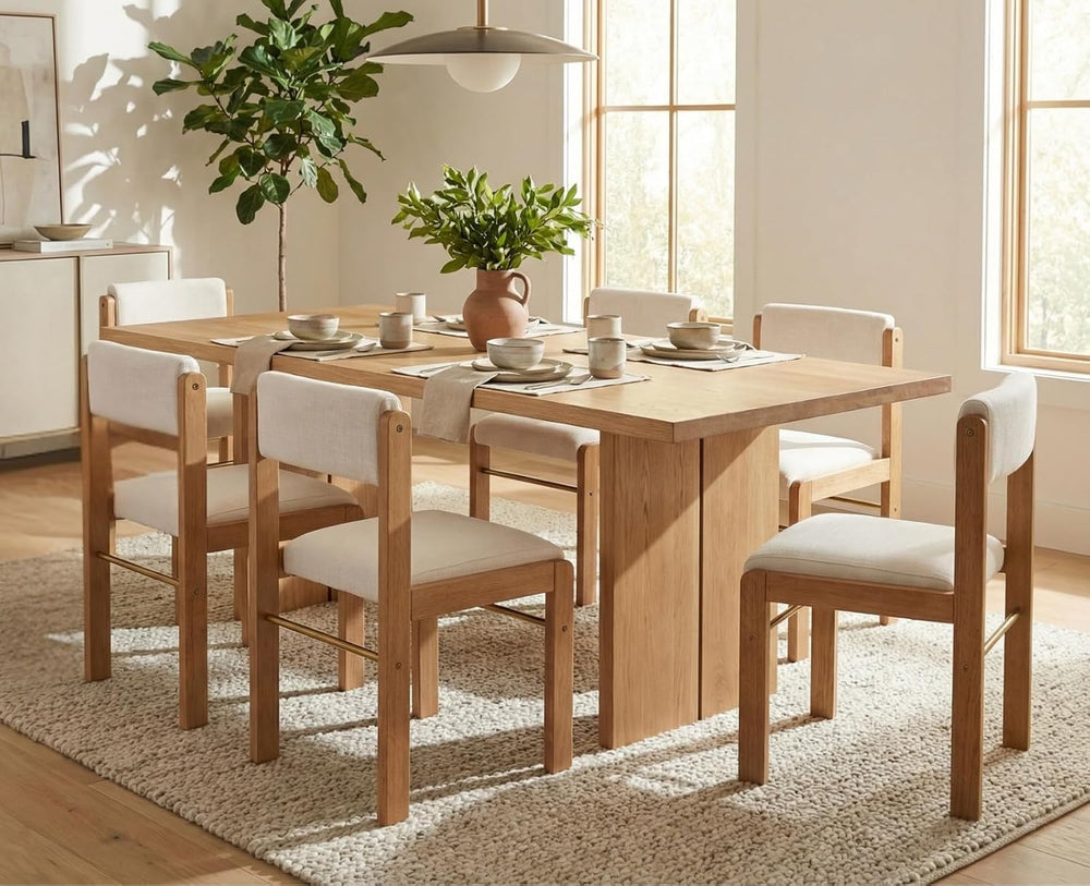 CIMOTA Mid Century Modern Dining Chairs Set of 6 Fabric Kitchen Comfy Dining ...