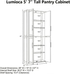 67" Tall Kitchen Pantry Cabinet, 28" W Storage Cabinet for Kitchen | 67" x 28" x 15" size, 4 adjustable shelves, engineered wood, anti-tip compatible, Shaker doors, Oak