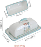 Enameled Farmhouse Vintage Butter Dish with Lid, 7.5 Inch Durable Kitchen Food Storage Container Rust-Resistant Refrigerator Safe,Vintage Decorative Design Kitchenware for Countertop