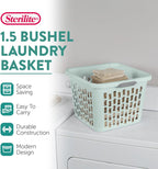 Sterilite Laundry Basket, Plastic Clothes Hamper, Large Square Bin with Comfort Grip Handles and Reinforced Rim, 1.5 Bushel Capacity, Mint, 24 Pack