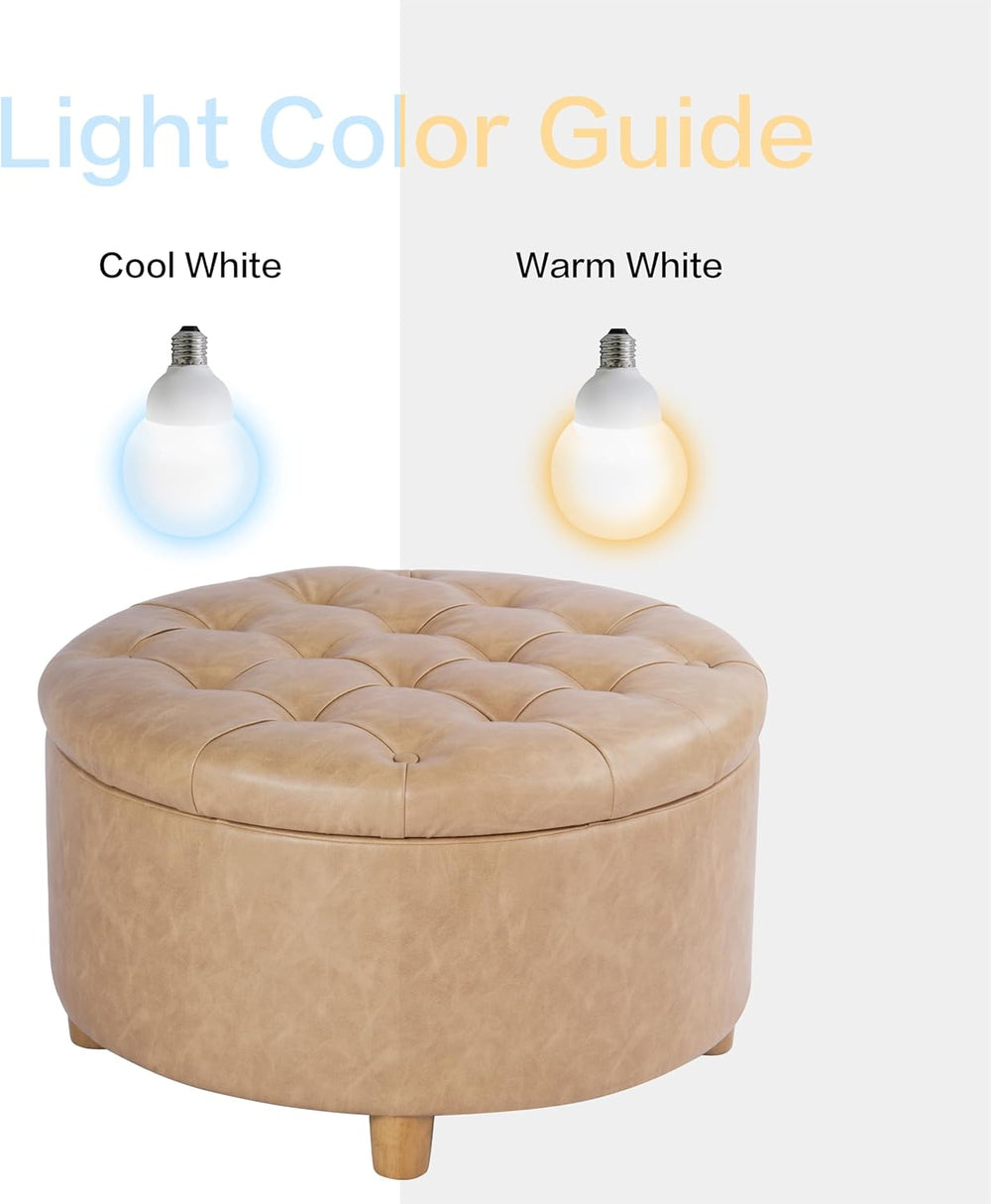 HomePop Home Decor | Button Round Storage Ottoman | Ottoman with Storage for ...