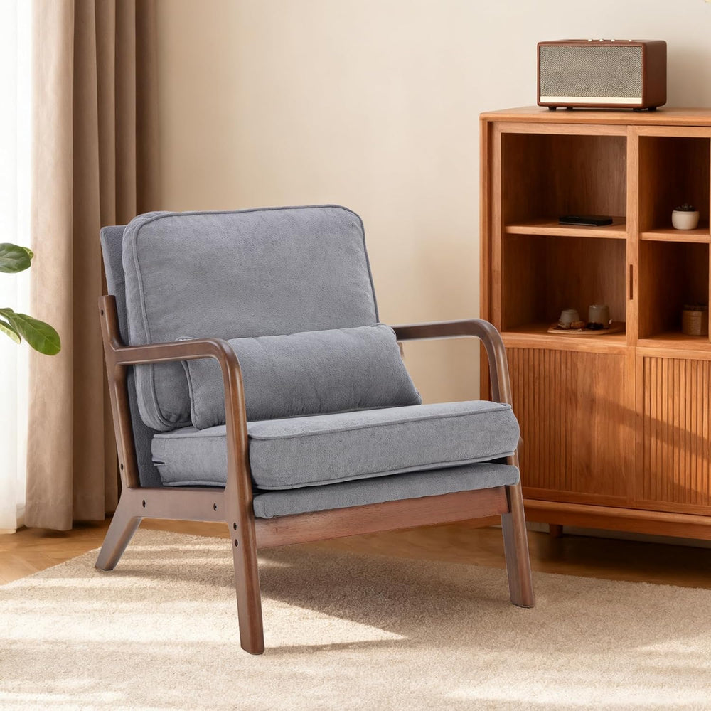 DUMOS Mid Century Modern Accent Chair, 16'' Seat Height Cozy Lounge C...
