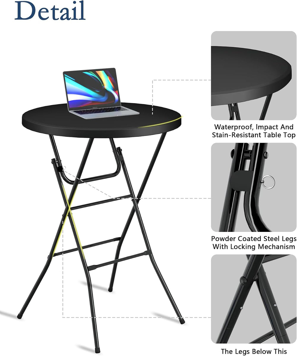 Round Folding Table, 32" Bar Height Tables for Parties and Commercial Ev...