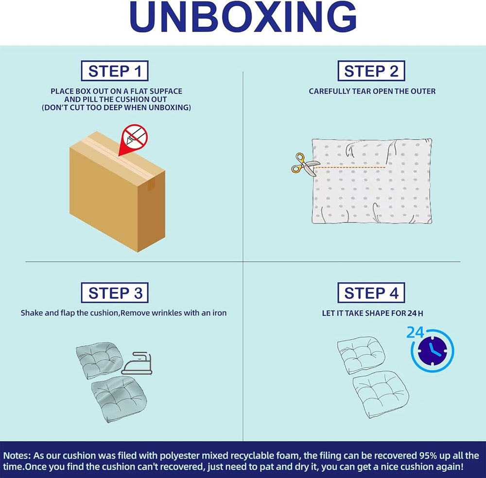 Outdoor Chair Cushions 19x19x4 Inch Set of 2, Dark Blue