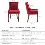 Burgundy Dining Chairs Set of 6, Kitchen & Dining Room Chairs, Fabric Upholstered Dinning Chairs, Sillas De Comedor, Nailhead Trim, Wood Legs (Red, 6 Pcs)