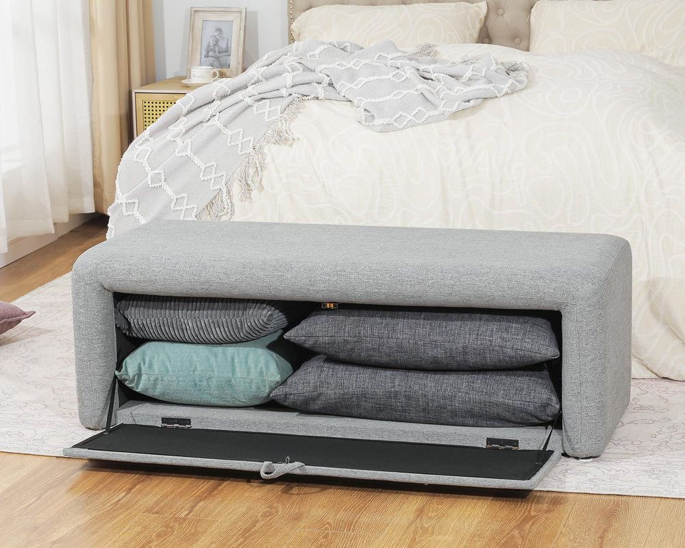 Homebeez 48" Storage Ottoman Bench with Side Opening, Large Storage Benc...
