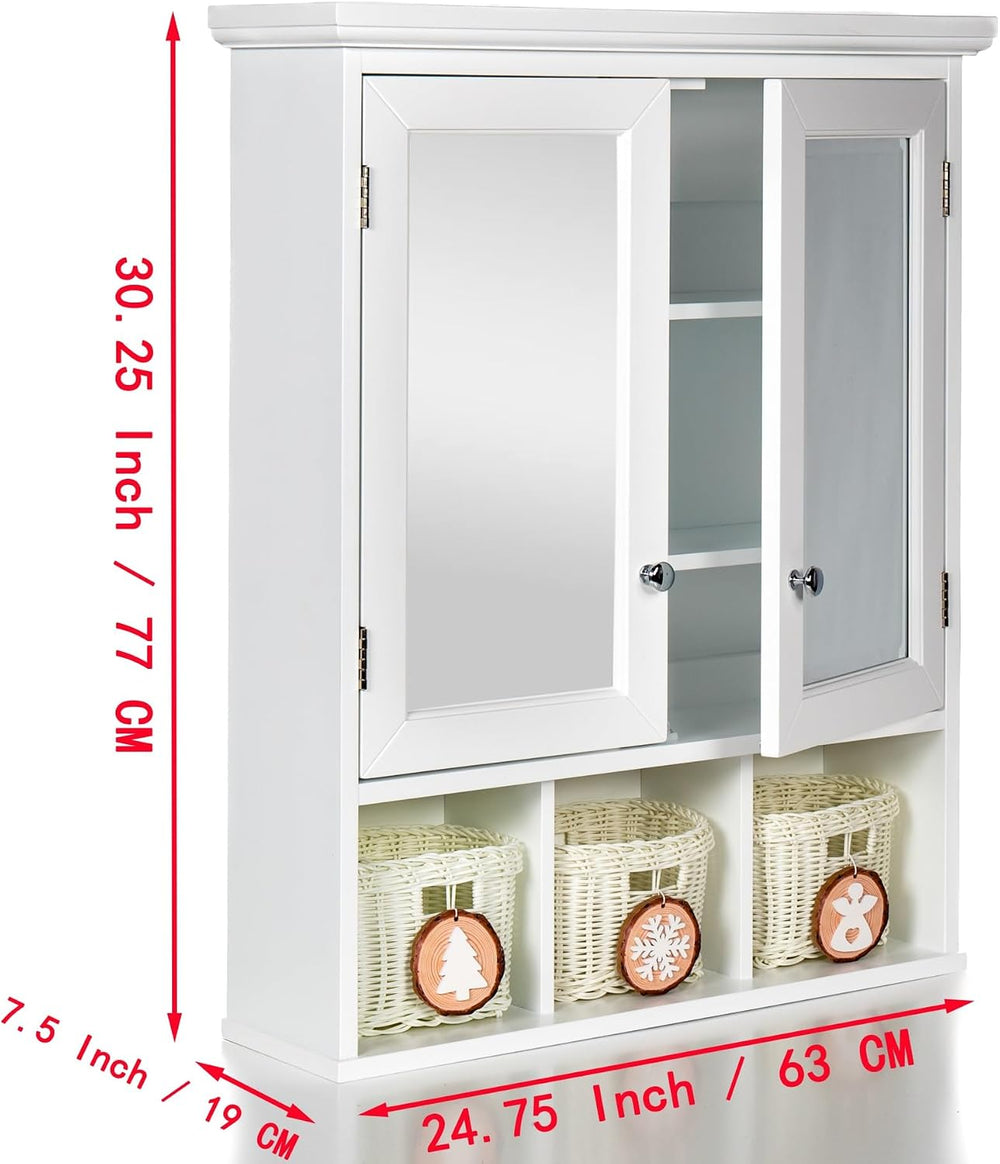 Modern Bathroom Storage Cabinet, 2 Doors 2 Adjustable Shelf + 3 Christmas Sty...