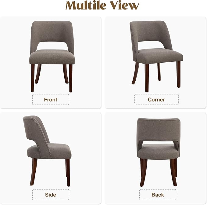 Dining Chairs Set of 2,Modern Dining Room Chairs with Thick Cushions,Upholstered Linen Fabric Kitchen Chairs for Kitchen Dining Room Brown
