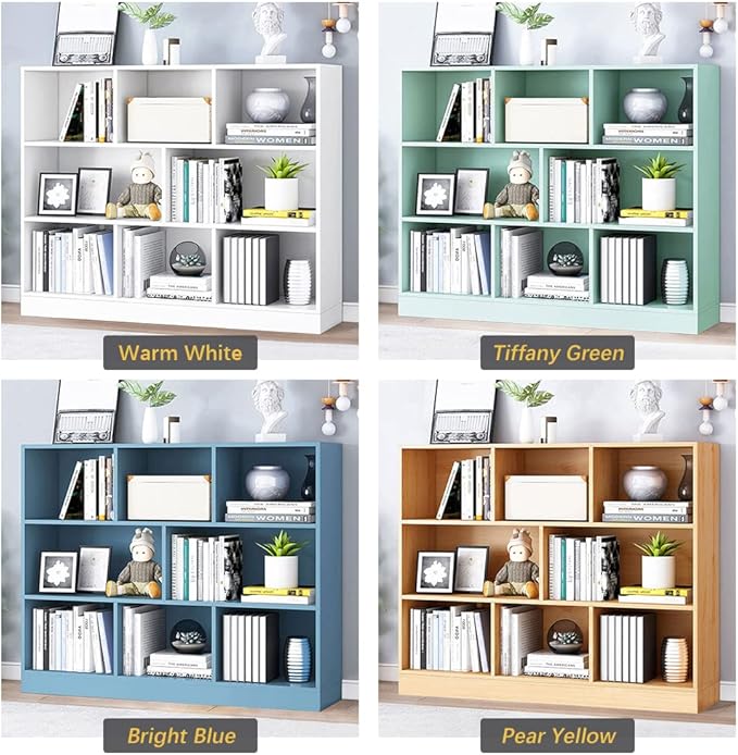 IOTXY Open Shelf Low Bookcase - Wooden 3-Tier Floor Standing Display Cabinet ...