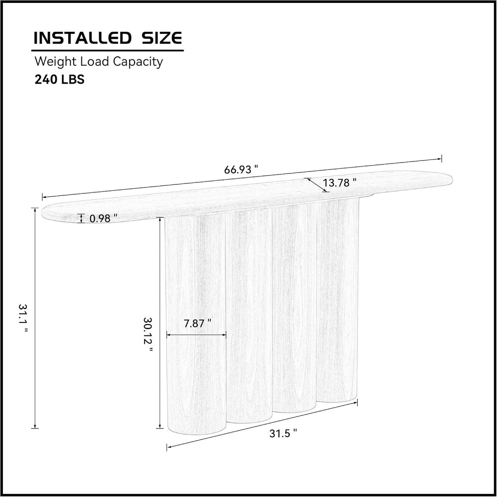 66.93" Modern Console Table for Entryway, Rustic Wood Sofa Table Farmhou...