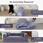 JJJ 78 inch Sofa Bed 4-in-1 Boneless Convertible Corduroy Sleeper Folding Couch with Fixed-Shape Frame and 2 Futons No Assemble Required 3 Seater Upholstered for Living Room (Gray, 78 inch)