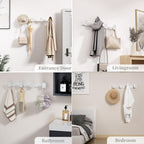 Coat Rack Wall Mount Coat Hooks - White Hook Rack with 4 Hooks Aluminum Wall Rack Hooks for Hanging Coat Hat Bag Towel Hanger Rustproof Coat Holder