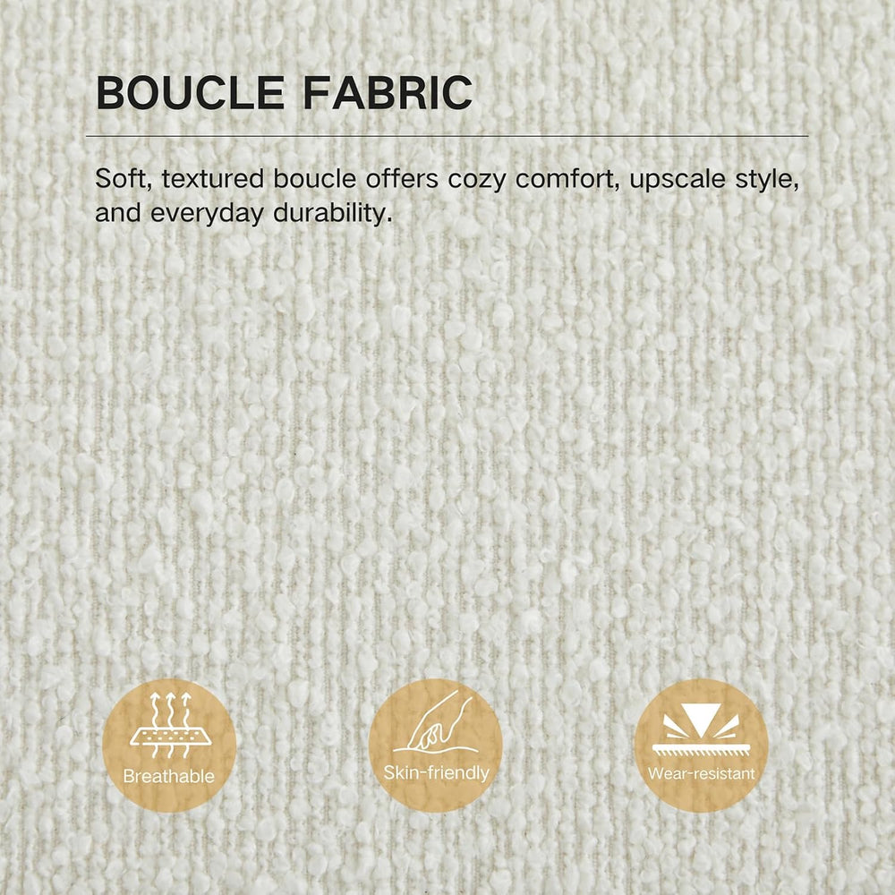 End of Bed Bench for Bedroom, 66.34'' Boucle Fabric Long King Size Be...