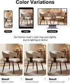 Dining Chairs Set of 4, Modern Upholstered PU Leather Kitchen & Dining Room Chairs with Curved Open Back Metal Legs, Kitchen Chairs for Dining Room Restaurant (Gray, Set of 4)