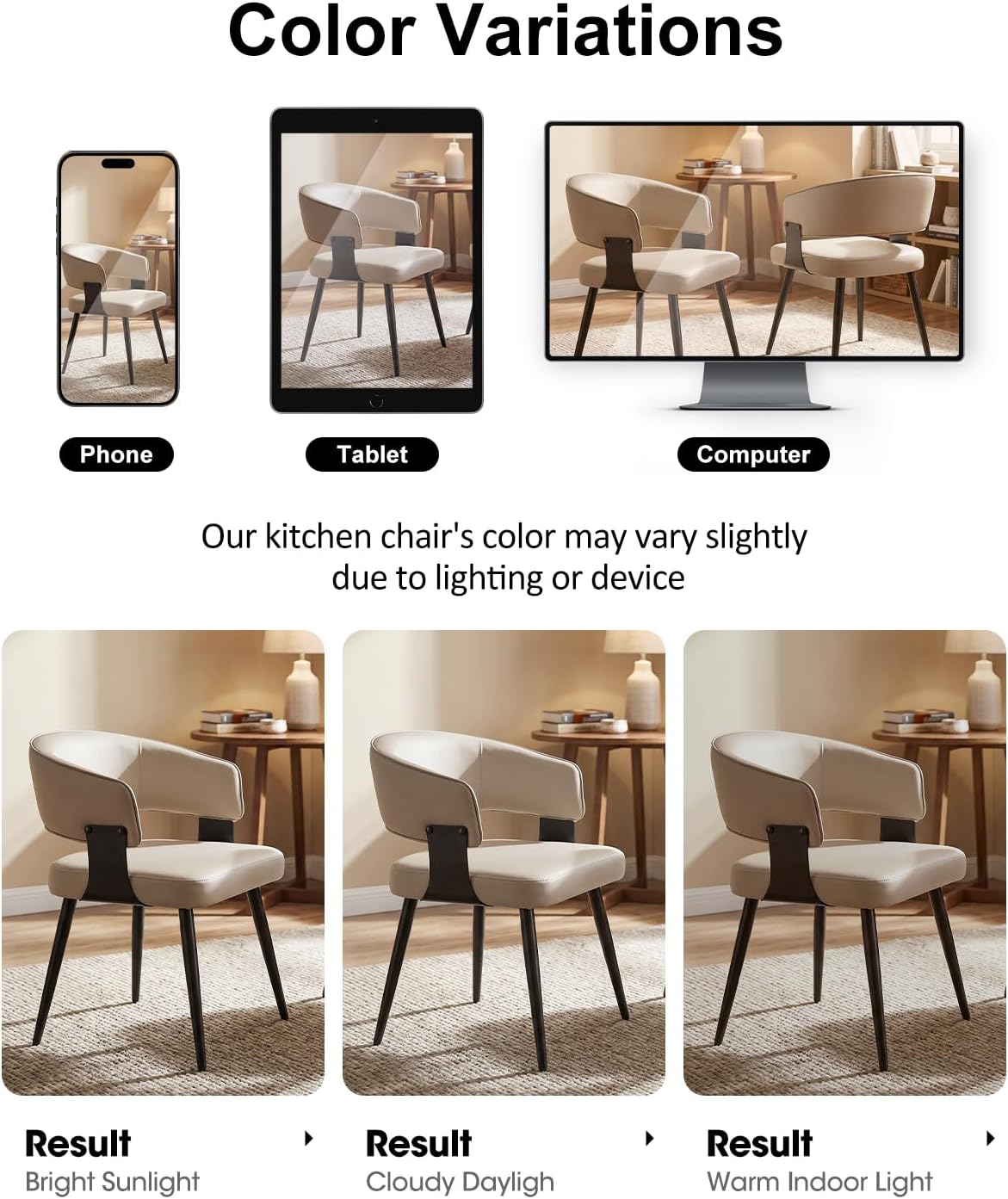 Dining Chairs Set of 4, Modern Upholstered PU Leather Kitchen & Dining Room Chairs with Curved Open Back Metal Legs, Kitchen Chairs for Dining Room Restaurant (Gray, Set of 4)