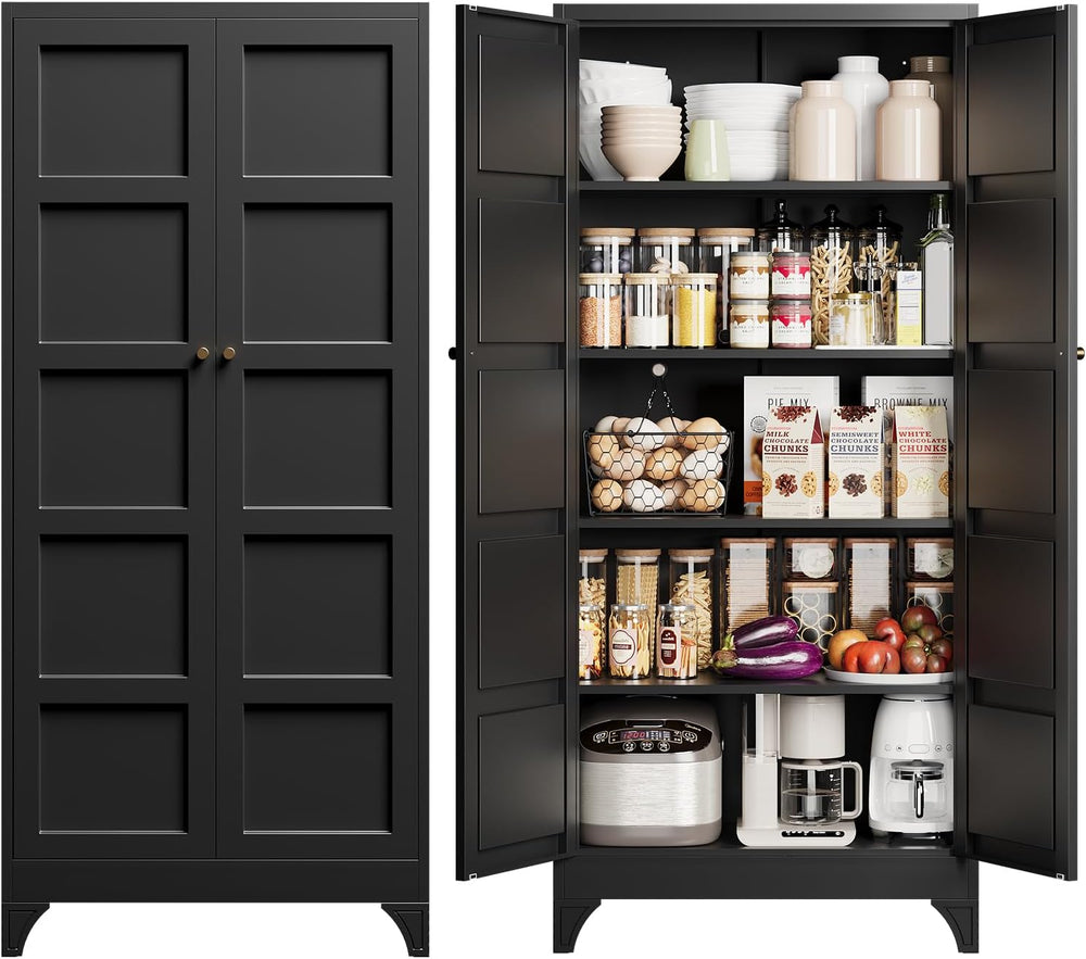 Yizosh Metal Storage Cabinet with 2 Doors and 4 Adjustable Shelves - 71"...