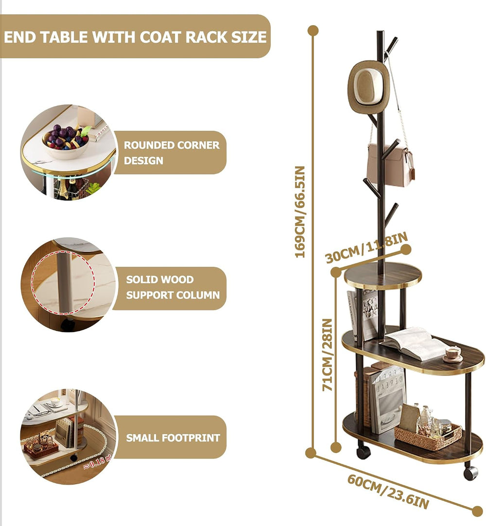 360° Swivel Side Table for Small Spaces End Table with 3-Tier Storage 66&quot...