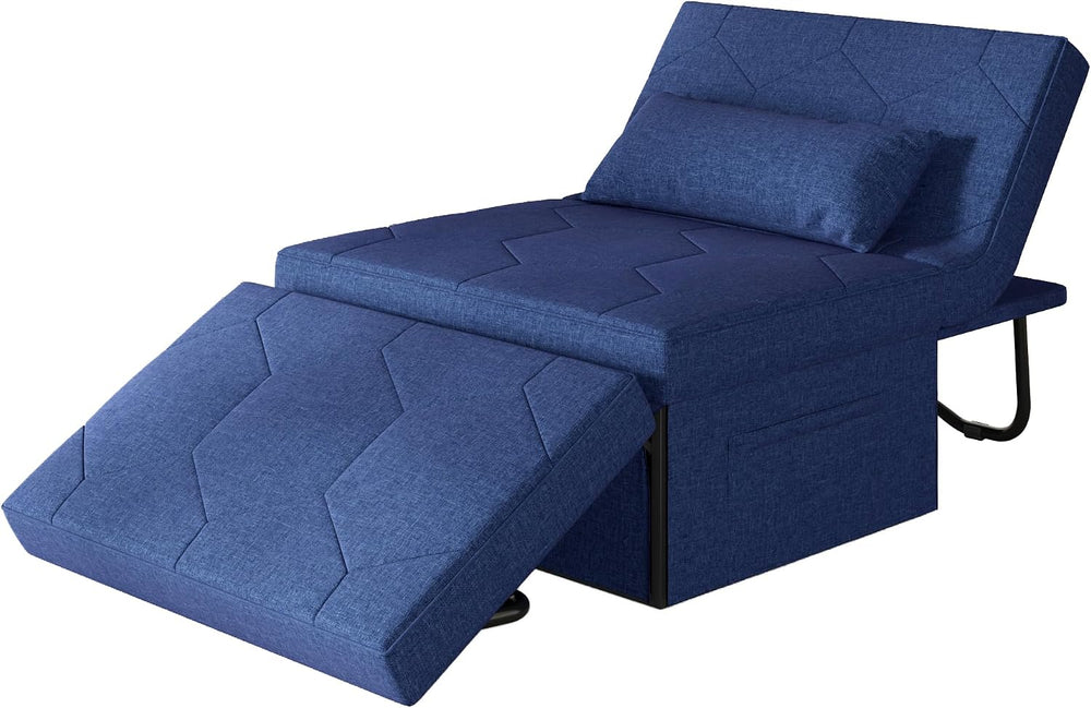 FiveWillowise Sofa Bed, 4 in 1 Multi-Function Fold Ottoman Couch Bed, Blue