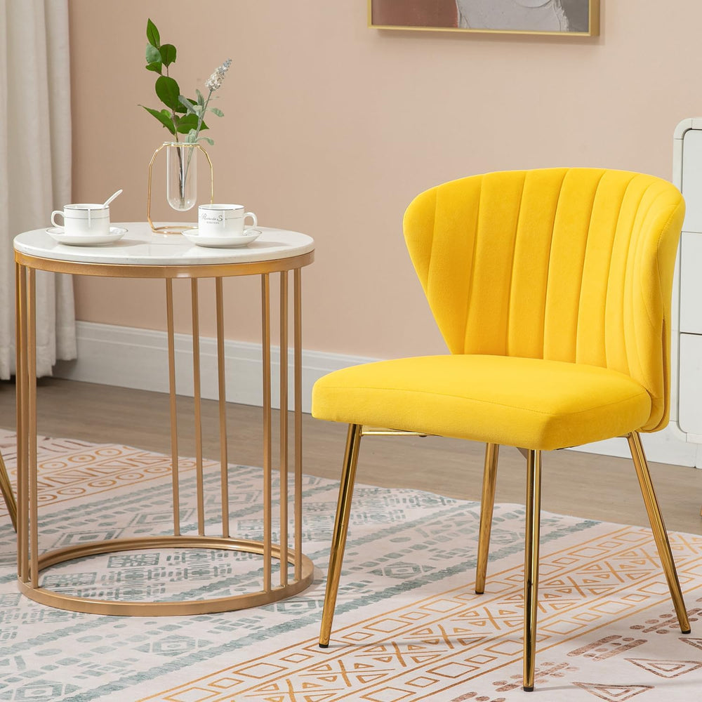 Velvet Dining Chairs Set of 2, Modern Upholstered Vanity Chairs with Golden M...