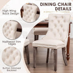 Kiztir Velvet Dining Chair Set of 2, Modern Kitchen Chairs with Nailhead Trim, 2 Pieces Upholstered Dining Room Chairs for Living Room, Bedroom (Beige)