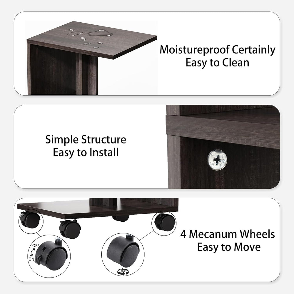 End Table, Side Table, Nightstand, USB Ports and Outlet，3-Tier Storage Shelf,...