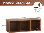 IOTXY DIY Modular Cube Bookcase - CubeXY Customizable Stackable Expandable Basic Shelving Units, 3-Cube Wooden Open Bookshelf for Fabric Storage Bin Organizer, Walnut