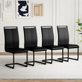 AZmac Modern Leather Dining Chairs Set of 4,Armless Kitchen Chairs,Dining Room Chairs with Upholstered Padded Seat and Sturdy Chrome Legs for Dining Room,Kitchen (Set of 4, Black-Black Leg)