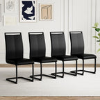 AZmac Modern Leather Dining Chairs Set of 4,Armless Kitchen Chairs,Dining Room Chairs with Upholstered Padded Seat and Sturdy Chrome Legs for Dining Room,Kitchen (Set of 4, Black-Black Leg)