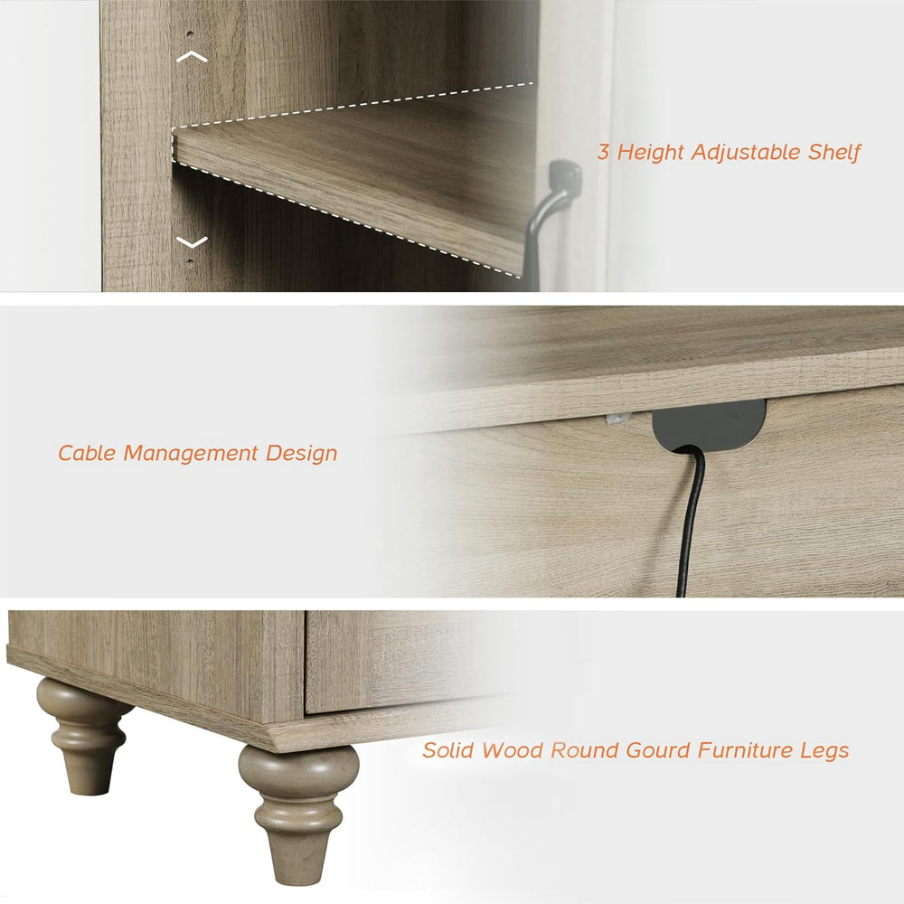 WAMPAT Sideboard Buffet Cabinets with 4-Glass Door, 4-in-1 Kitchen Storage Ca...
