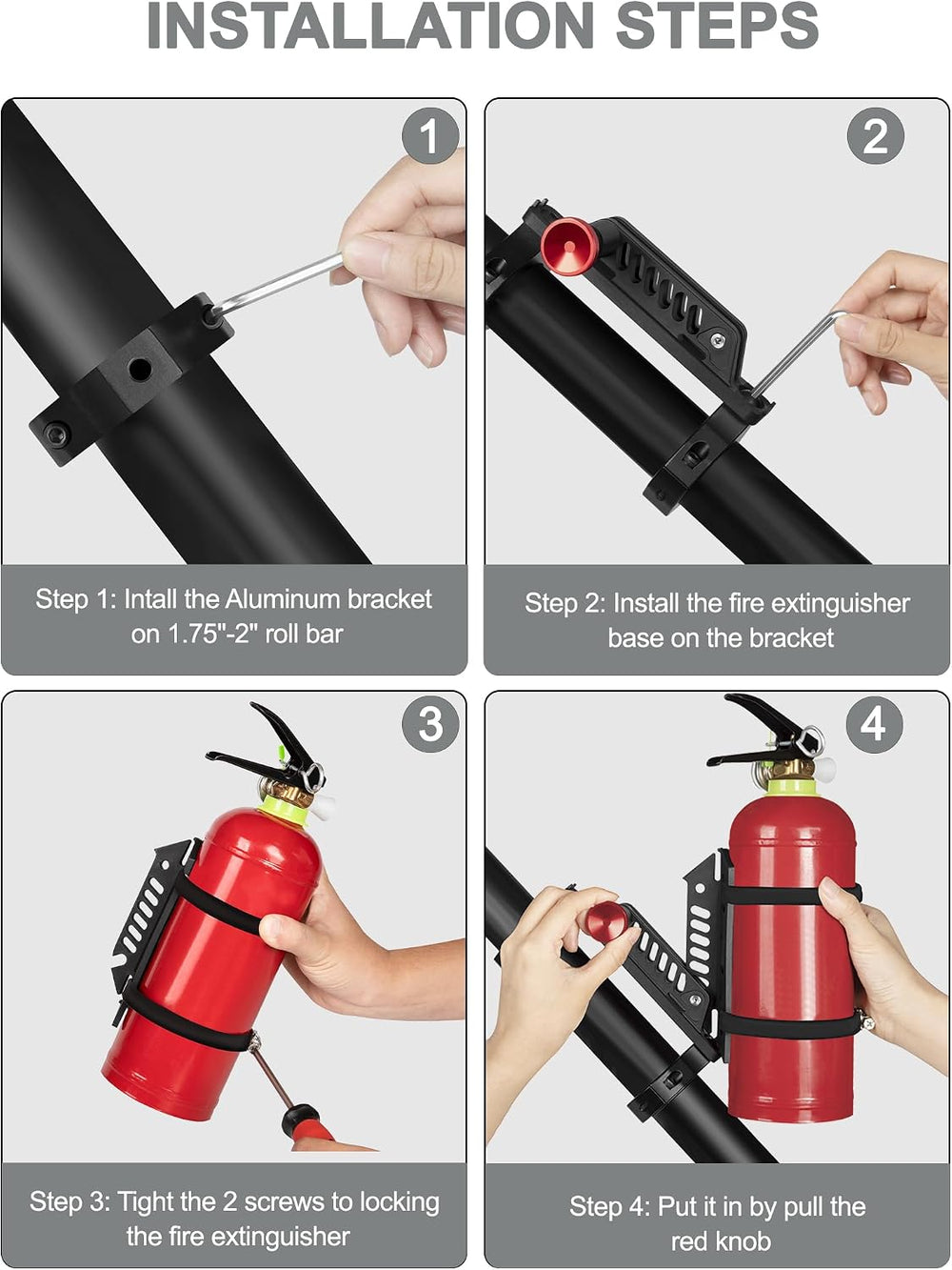 ZIDIYORUO UTV Fire Extinguisher Mount, Roll Bar Fire Extinguisher Holder