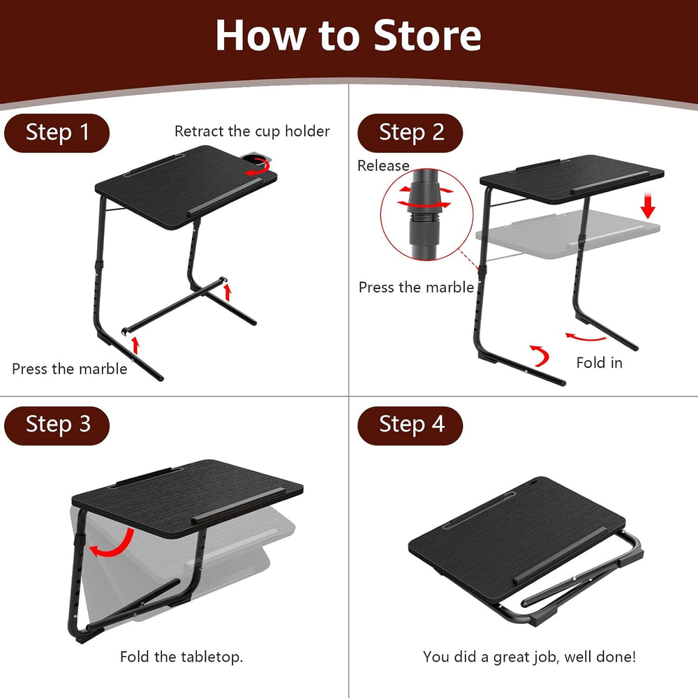 TV Trays Set of 2 - Folding TV Tray Adjustable Dinner Trays for Eating On Cou...