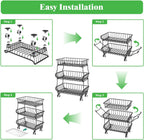 3 Tire Rolling Pantry Organizers and Storage Cart on Wheels | Metal Frame, Under Pantry Cabinet, Drip Tray, Storage for Snack, Potato, Onion, Produce, Can, Drink, Fruit and Vegetable