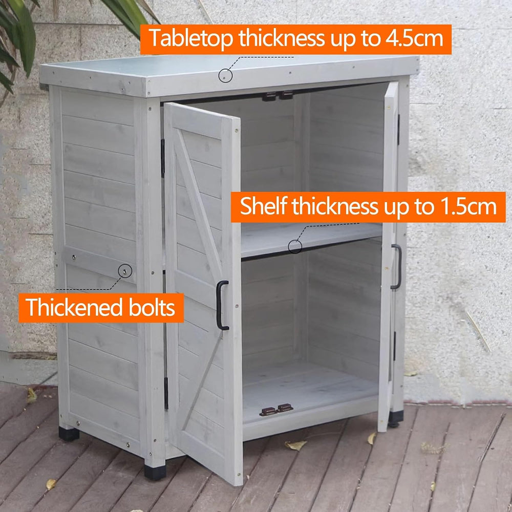 Outdoor Storage Cabinet Waterproof Small Strong Load-Bearing, Front Opening O...