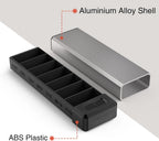 HEIYING Pill Organizer with Aluminum Shell for One Week Capacity, Portable 7 Compartments Pill Box Container to Hold Vitamin, Medicine, Supplements